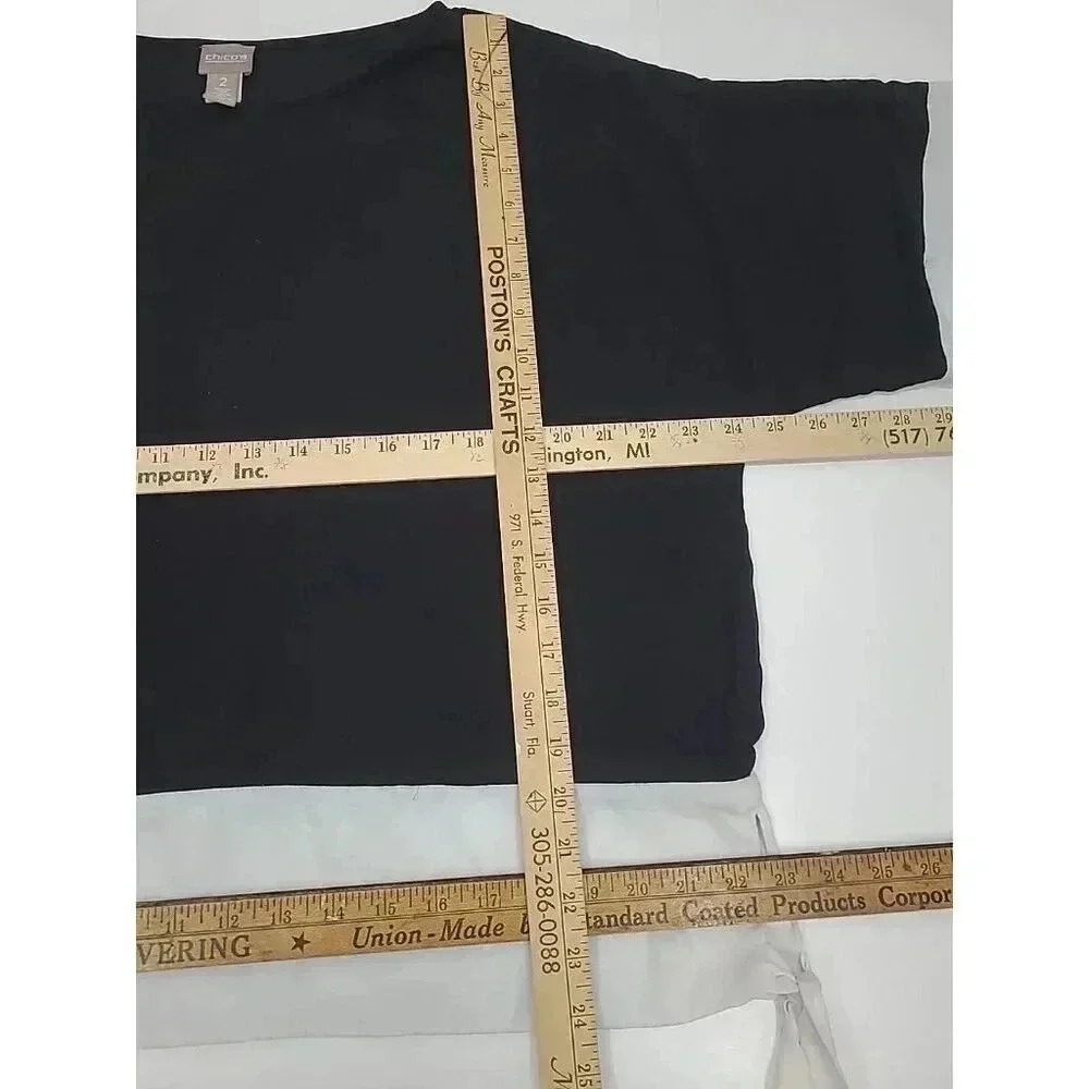Chico's Blouse Women's Large Black and White Career Wear - Picture 3 of 7